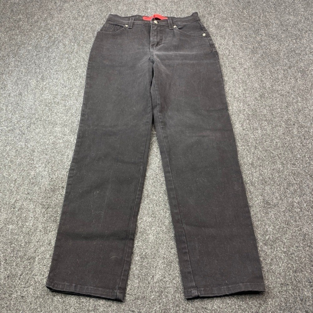 Gloria Vanderbilt Amanda Jeans Women 4 Petite Black High Rise Straight Leg